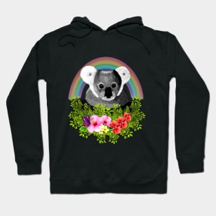 Cute Koala with Flowers, Rainbow and Butterfly Hoodie